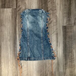 GRLFRND Alicia Denim Lace-Up Mini Dress - XXS